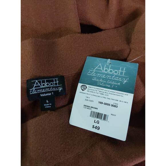 *NWT* Abbott Elementary Large Brown Mid-Rise Wide Leg Tight Knit Pants #D30 - Picture 2 of 2